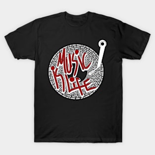 music is life gramophone themed design T-Shirt